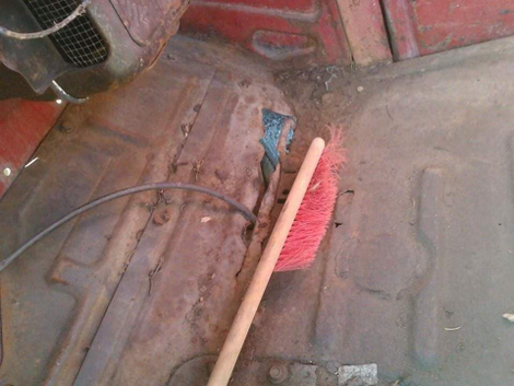 Routing items through rust holes? Great job, previous owner.